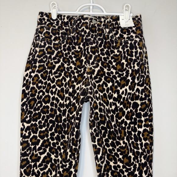 J Crew Corduroy Pants Womens 27 Brown Leopard Print 10" Toothpick Ankle Stretch - Picture 3 of 14